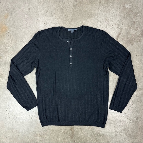 John Varvatos 100% linen henley ribbed sweater